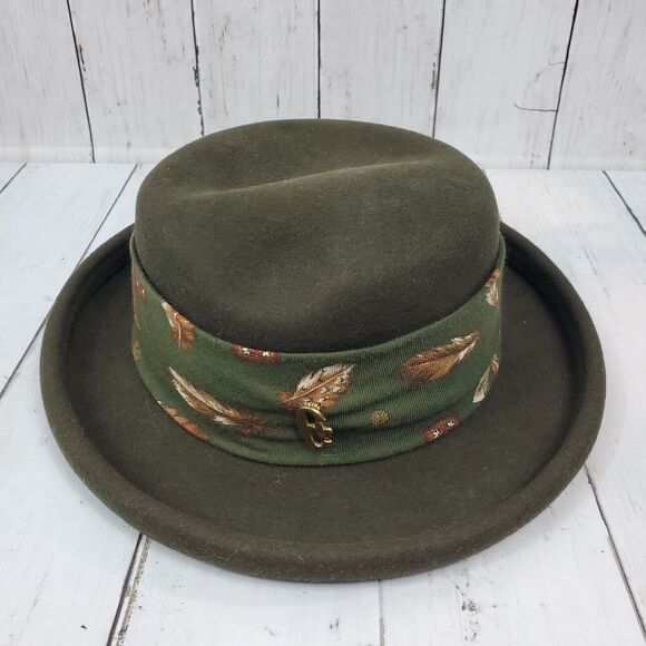 Conte of Florence Vintage Women\'s Olive 100% Wool Fedora Hat Made In Italy main image 9